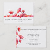 Carte De Visite Moderne floral de fleur rouge de pavot d'aquarelle (Devant / Derrière)