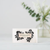 Carte De Visite Moderne Floral Rose Gold Marbre blanc Beauté (Debout devant)