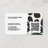 Carte de visite moderne florale – Code QR et logo (Dos)