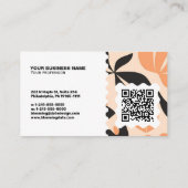 Carte de visite moderne florale – Code QR et logo (Dos)