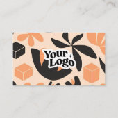 Carte de visite moderne florale – Code QR et logo (Devant)