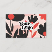 Carte de visite moderne florale – Code QR et logo (Devant)