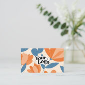 Carte de visite moderne florale – Code QR et logo (Debout devant)