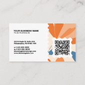 Carte de visite moderne florale – Code QR et logo (Dos)