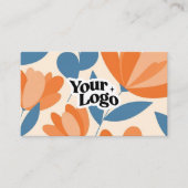 Carte de visite moderne florale – Code QR et logo (Devant)