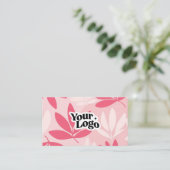 Carte de visite moderne florale – Code QR et logo (Debout devant)