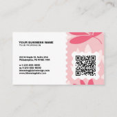 Carte de visite moderne florale – Code QR et logo (Dos)