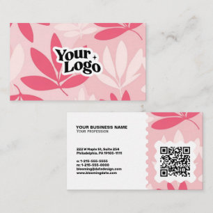 Carte de visite moderne florale – Code QR et logo