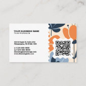 Carte de visite moderne florale – Code QR et logo (Dos)