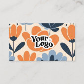 Carte de visite moderne florale – Code QR et logo (Devant)