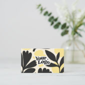 Carte de visite moderne florale – Code QR et logo (Debout devant)