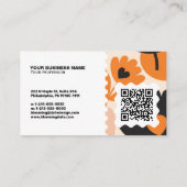 Carte de visite moderne florale – Code QR et logo (Dos)