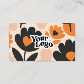 Carte de visite moderne florale – Code QR et logo (Devant)