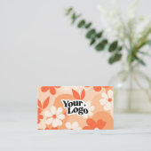 Carte de visite moderne florale – Code QR et logo (Debout devant)