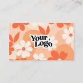 Carte de visite moderne florale – Code QR et logo (Devant)