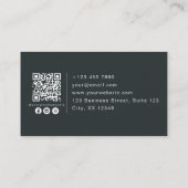 Carte De Visite Moderne foncé, simple, code qr, photo (Dos)