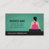 Carte De Visite Moderne, frappant, instructeur vert de yoga (Dos)