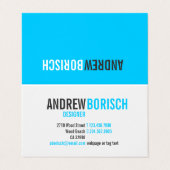 Carte De Visite Moderne Fun Blanc Vivid Ciel Bleu Plié (Extérieur déplié)