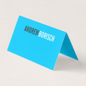 Carte De Visite Moderne Fun Blanc Vivid Ciel Bleu Plié (Dos)