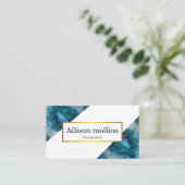 Carte De Visite Moderne Gemstone Blue Agate Gold Foil (Debout devant)