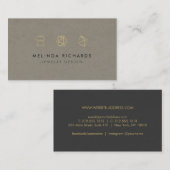 Carte De Visite Moderne Gemstone Trio Logo Design de bijoux Kaki (Devant / Derrière)