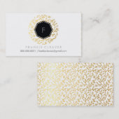 Carte De Visite MODERNE GEO HEXAGON monogramme bold spot or éco (Devant / Derrière)