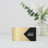 Carte De Visite MODERNE GEOMETRIC flèche MOTIF noir or blanc (Debout devant)