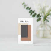 Carte De Visite Moderne géométrique Brown gris blanc intérieurDesi (Debout devant)