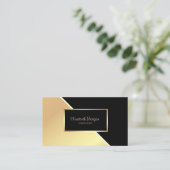 Carte De Visite Moderne géométrique, Élégant, Or, Cadre (Debout devant)