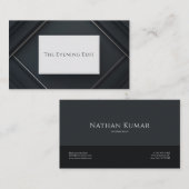 Carte De Visite Moderne géométrique Noir et Argent Professionnel (Devant / Derrière)