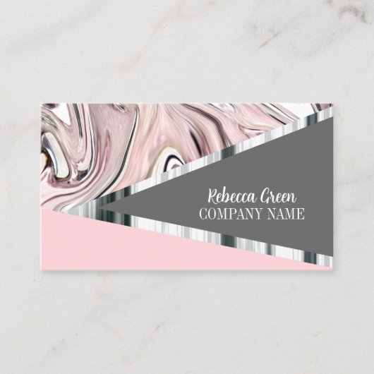 Carte De Visite Moderne Girly Chic Stylish rose Grey Mode Beauté (Devant)