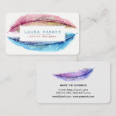 Carte De Visite Moderne Girly d'oiseau de Boho d'aquarelle de (Devant / Derrière)