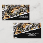 Carte De Visite Moderne Girly Stylish Black Gold Fashion Beauté (Devant / Derrière)