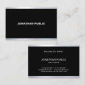 Carte De Visite Moderne Glamour Noir Argent Élégant Professionnel (Devant / Derrière)