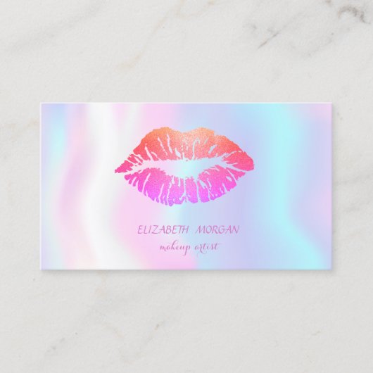 Carte De Visite Moderne Glittery Lips, Maquillage artiste Holograp (Devant)