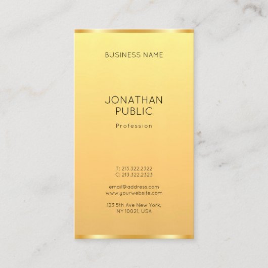 Carte De Visite Moderne Gold Elegant Simple Modèle Professionnel (Devant)