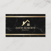 Carte De Visite Moderne Gold House Immobilier Réalle Marbre Noir (Devant)