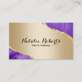 Carte De Visite Moderne Gold Purple Agate Maquillage Artiste Coiff (Devant)