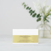 Carte De Visite Moderne Gold Stripe Chic Blanc Minimal Plat tendan (Debout devant)