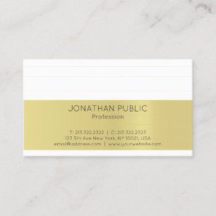 Carte De Visite Moderne Gold Stripe Chic Blanc Minimal Plat tendan