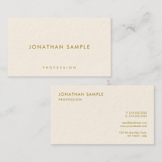 Carte de visite moderne Gold Text Modèle de luxe (Devant / Derrière)