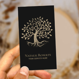 Carte De Visite Moderne Gold Tree Root Wellness Méditation Yoga Sp