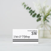 Carte De Visite Moderne Grandes Blancs Noirs avec Monogramme Éléga (Debout devant)