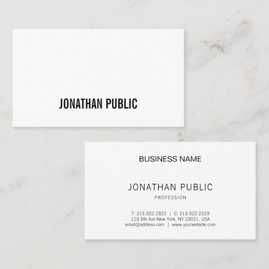 Carte De Visite Moderne Graphisme Élégant Simple Plain Professiona (Devant / Derrière)