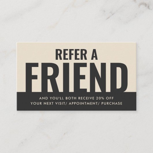 Carte De Visite Moderne Gras et simple recommandation d'un ami (Devant)