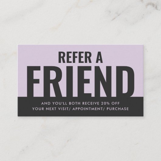 Carte De Visite Moderne Gras et simple recommandation d'un ami (Devant)