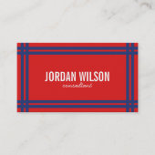 Carte De Visite Moderne Gras Frontière Rouge et Bleu médias sociau (Devant)