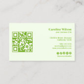 Carte De Visite Moderne Gras Lime Vert QR Code Professionnel (Dos)