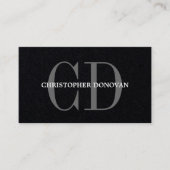 Carte De Visite Moderne Gras Monogramme Consultant Papier noir (Devant)