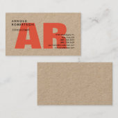 Carte De Visite Moderne Gras Monogramme Plain Kraft tendance (Devant / Derrière)